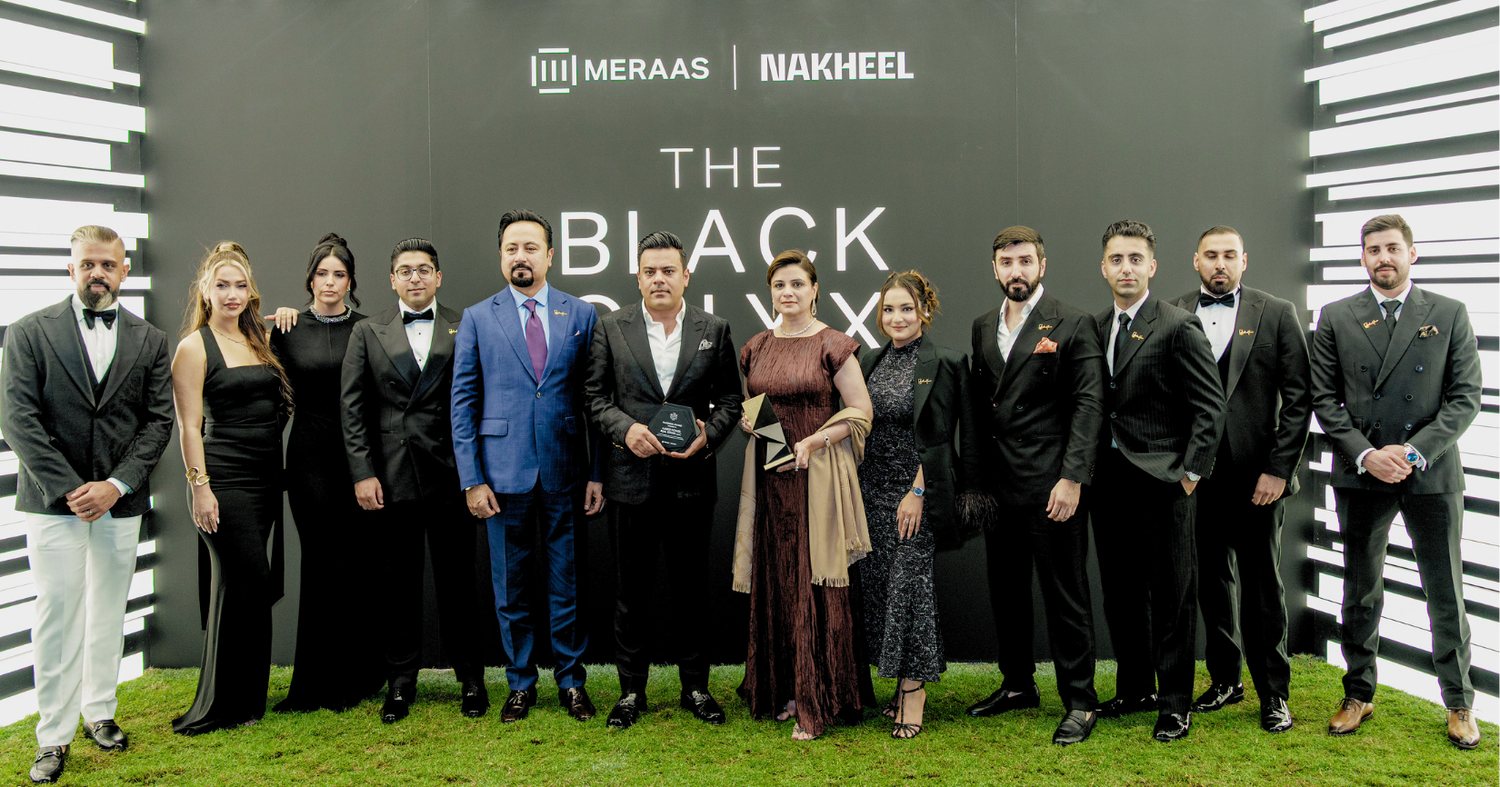 Saad Waqas with the Amber Homes Real Estate team at The Black Onyx Awards, hosted by Meraas and Nakheel