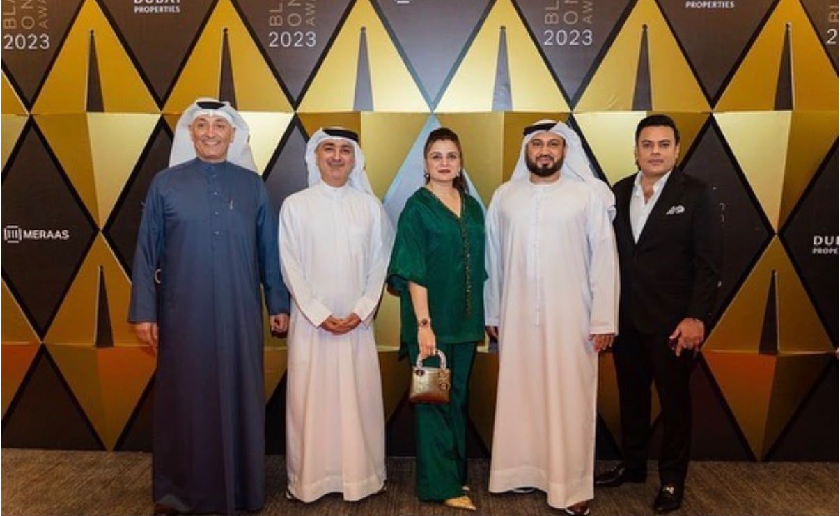 Saad Waqas at the Black Onyx Awards 2023 with Meraas and Dubai Properties executives, Dubai