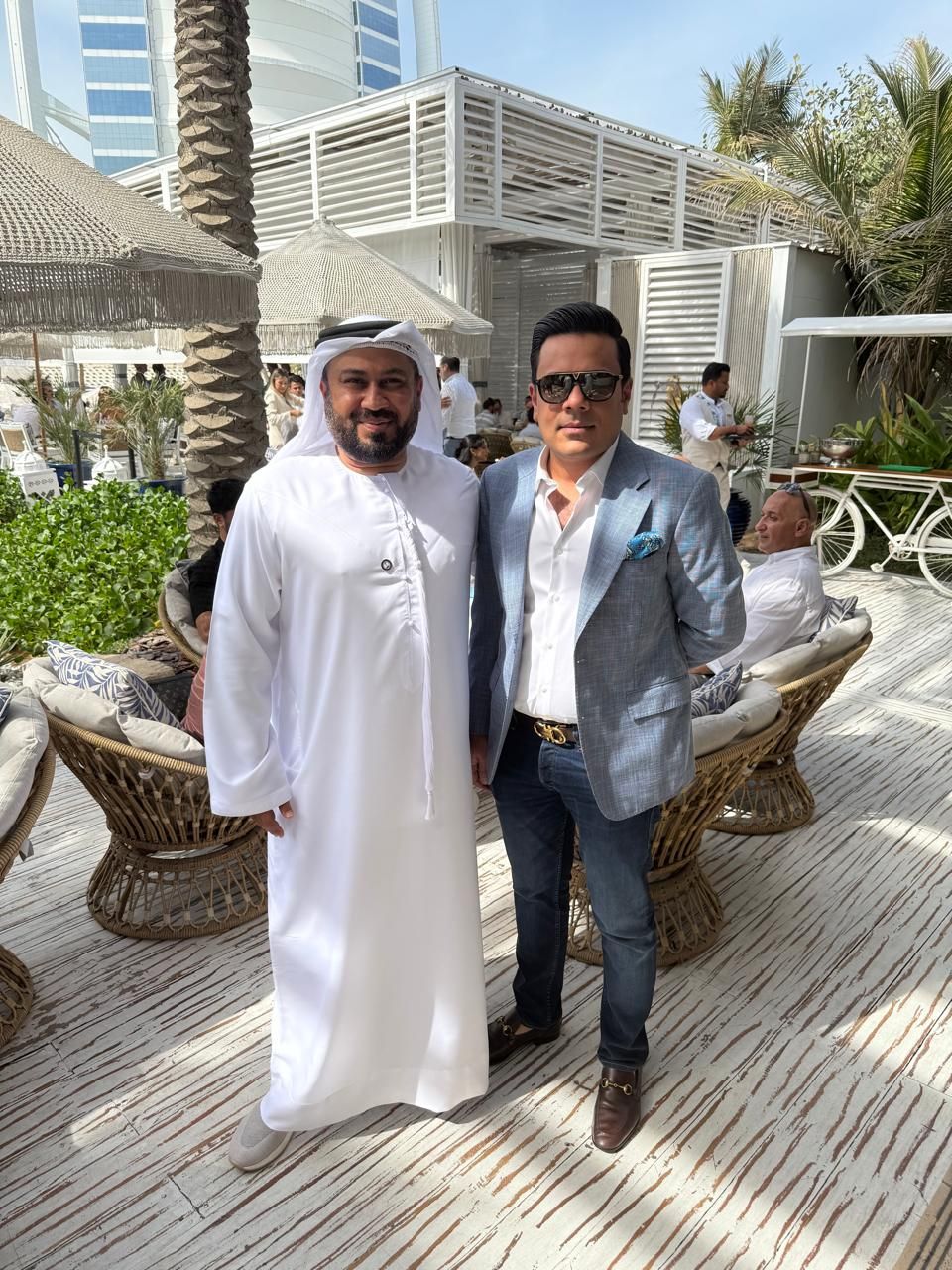 Saad Waqas with Marwan Al Kindi, CEO of Lighthouse Properties, at a Jumeirah beachfront venue in Dubai
